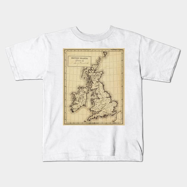 Vintage Map of The British Isles (1850) Kids T-Shirt by Bravuramedia